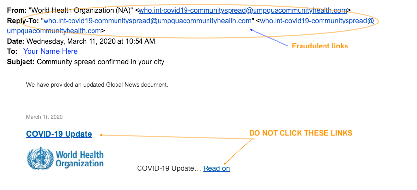sample fraudulent COVID-19 email