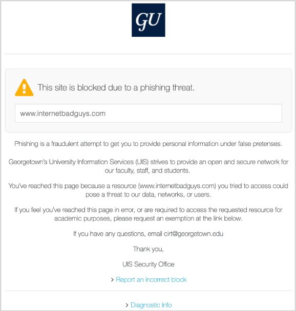 image of This site is blocked due to a phishing threat.