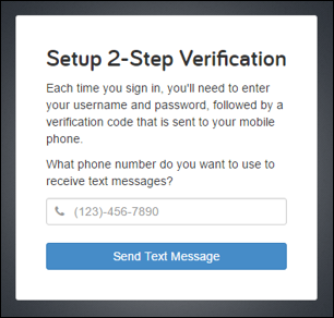 example of login verification that requires a text confirmation