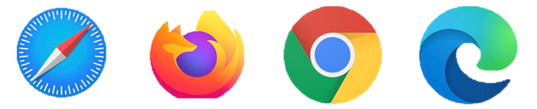 logos for chrome, edge, firefox, and safari browsers