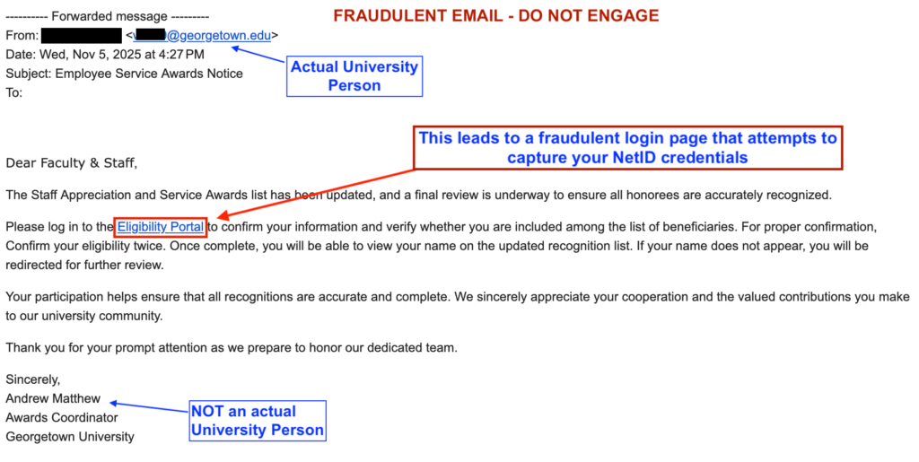 phish email circulating Georgetown